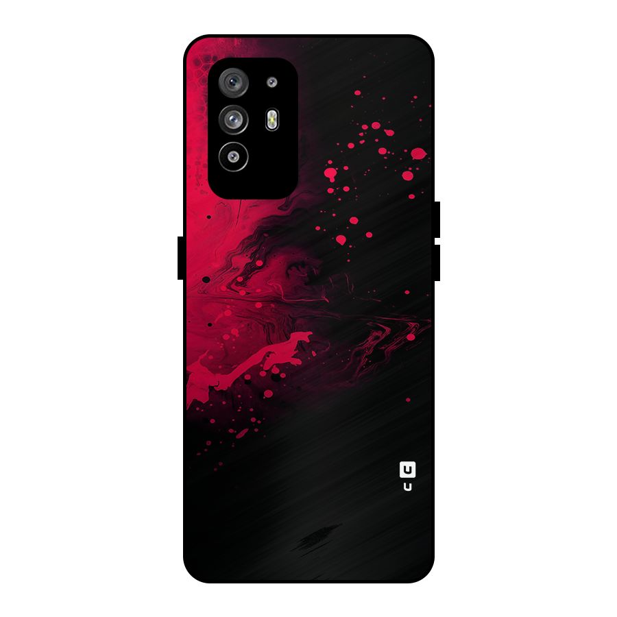 Red Black Splash Art Metal Back Case for Oppo F19 Pro Plus 5G