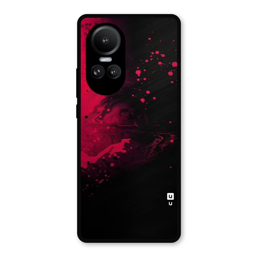 Red Black Splash Art Metal Back Case for Oppo Reno10