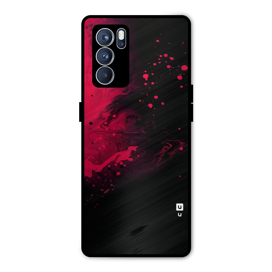 Red Black Splash Art Metal Back Case for Oppo Reno6 Pro 5G