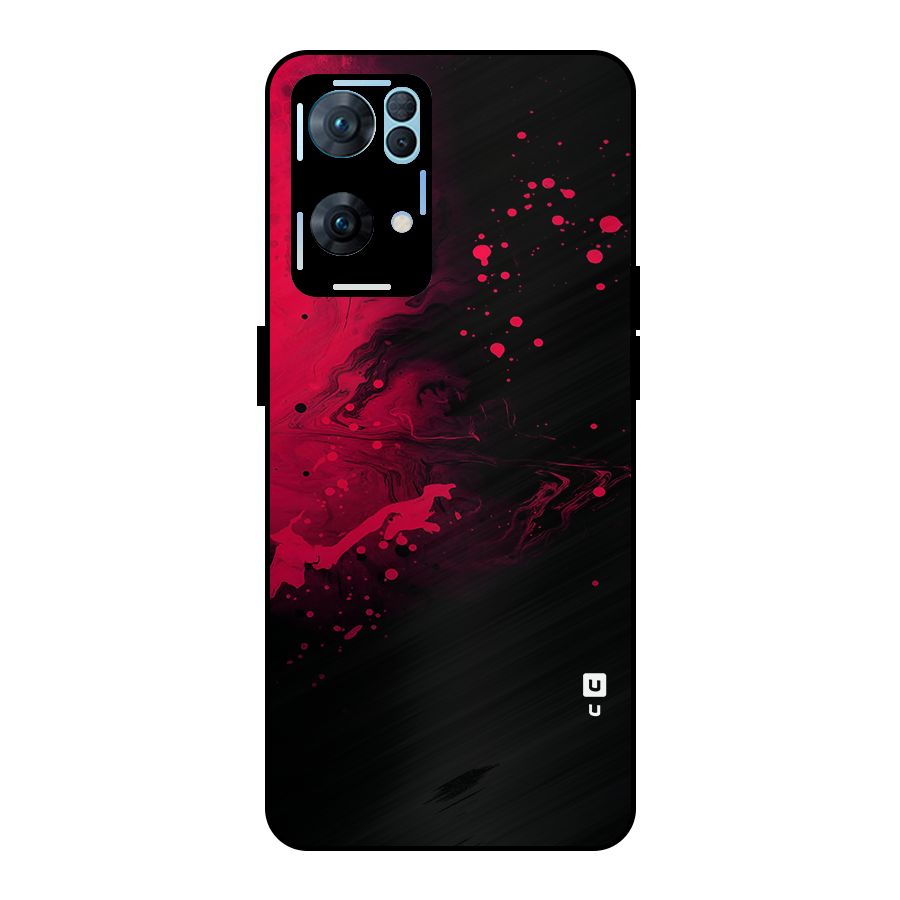 Red Black Splash Art Metal Back Case for Oppo Reno7 Pro 5G