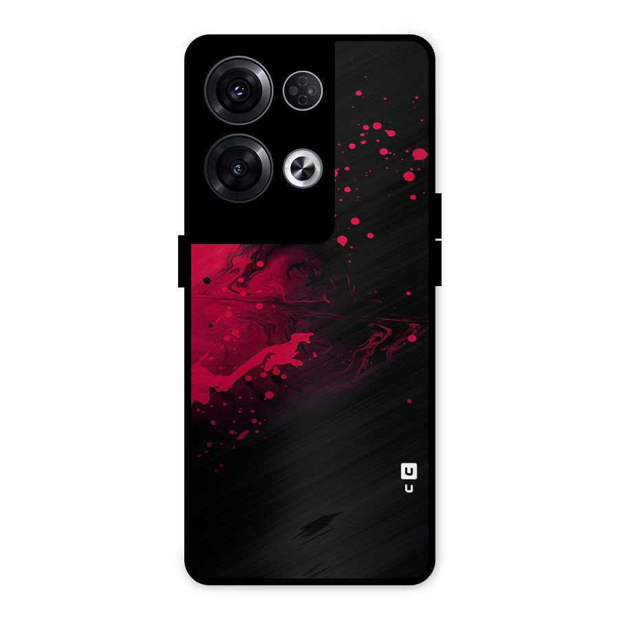 Red Black Splash Art Metal Back Case for Oppo Reno8 Pro 5G