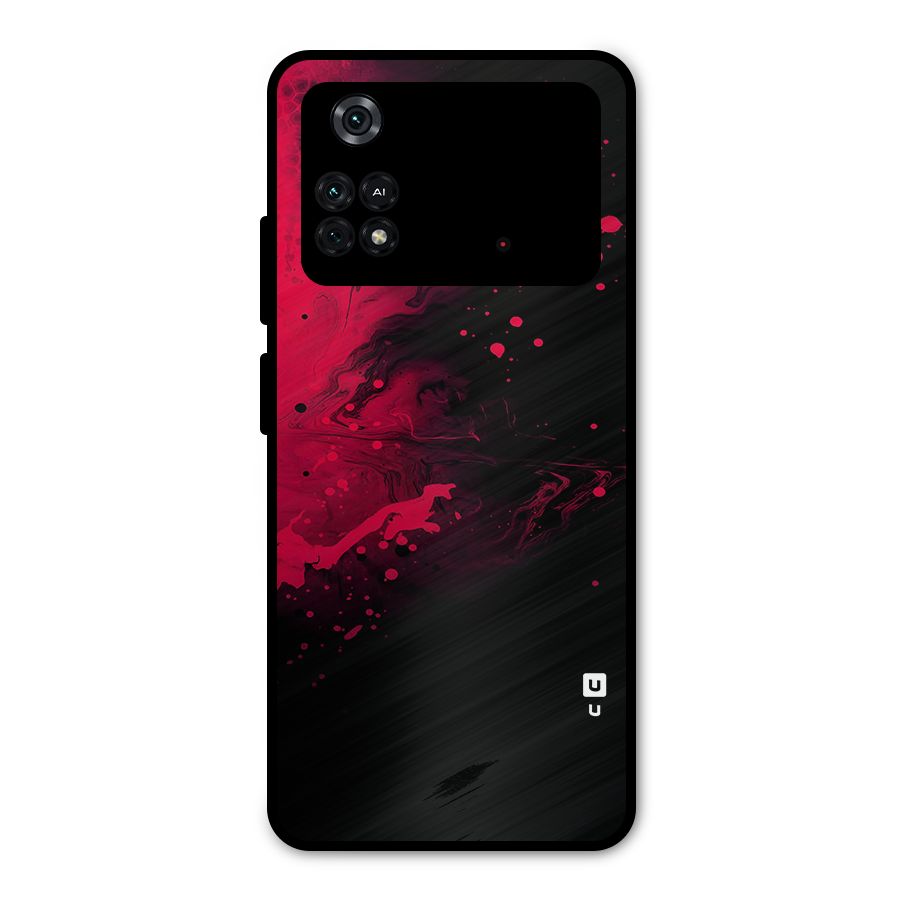 Red Black Splash Art Metal Back Case for Poco M4 Pro 4G