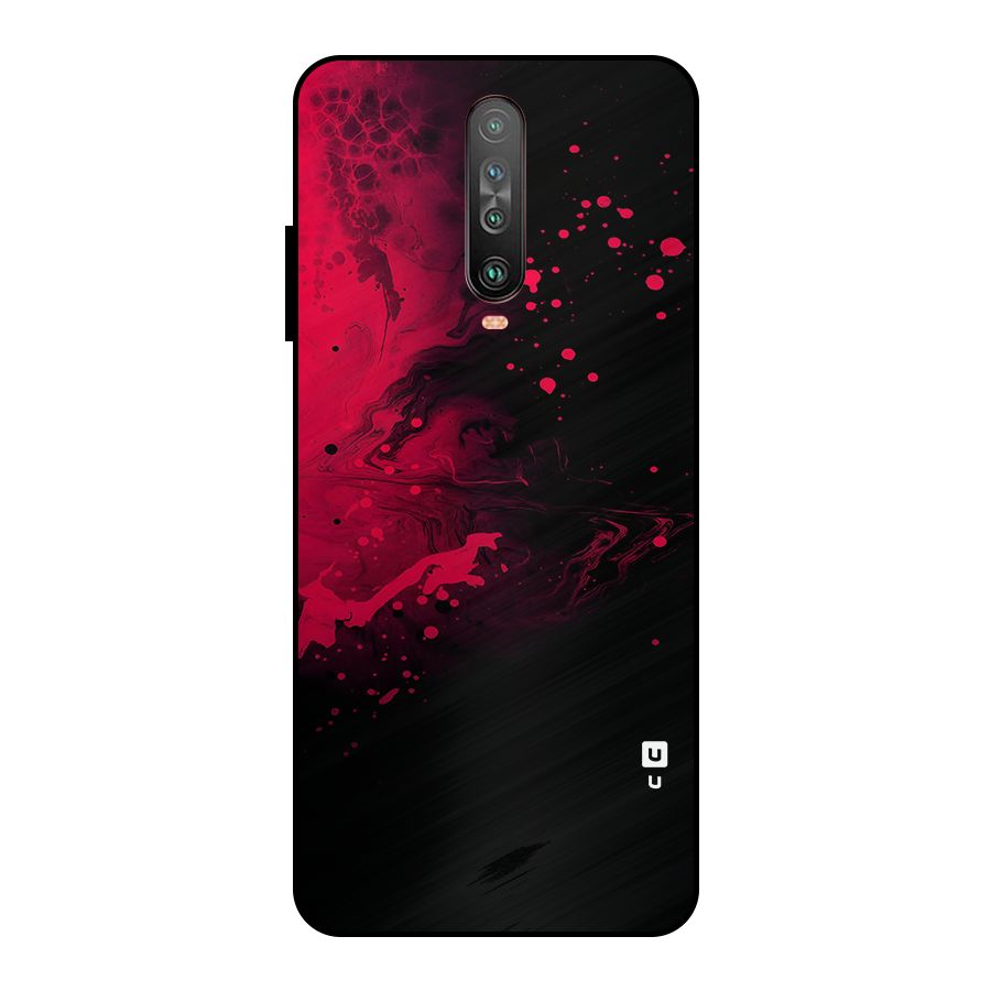 Red Black Splash Art Metal Back Case for Poco X2