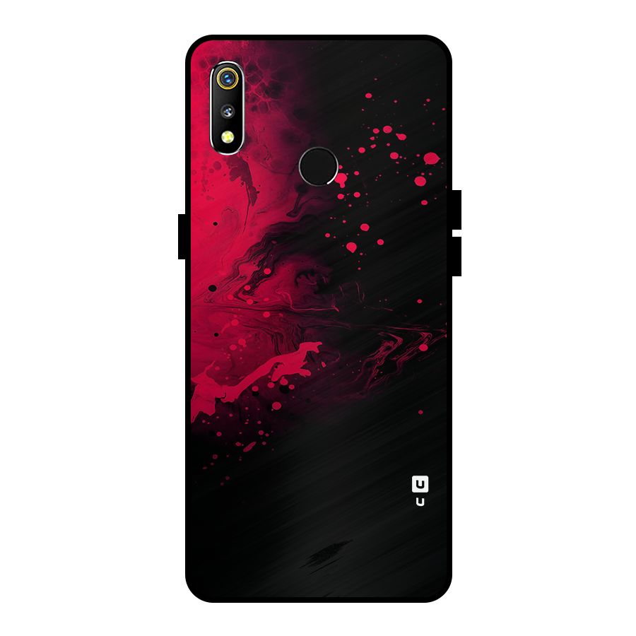 Red Black Splash Art Metal Back Case for Realme 3i