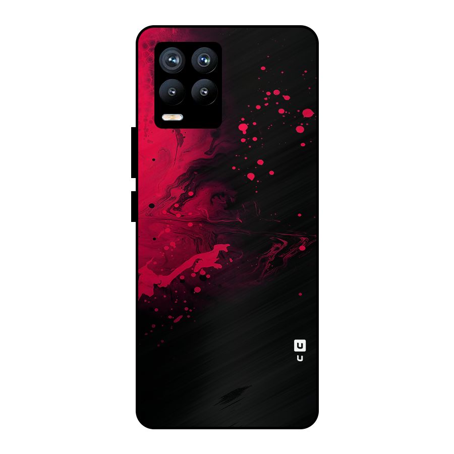 Red Black Splash Art Metal Back Case for Realme 8 Pro