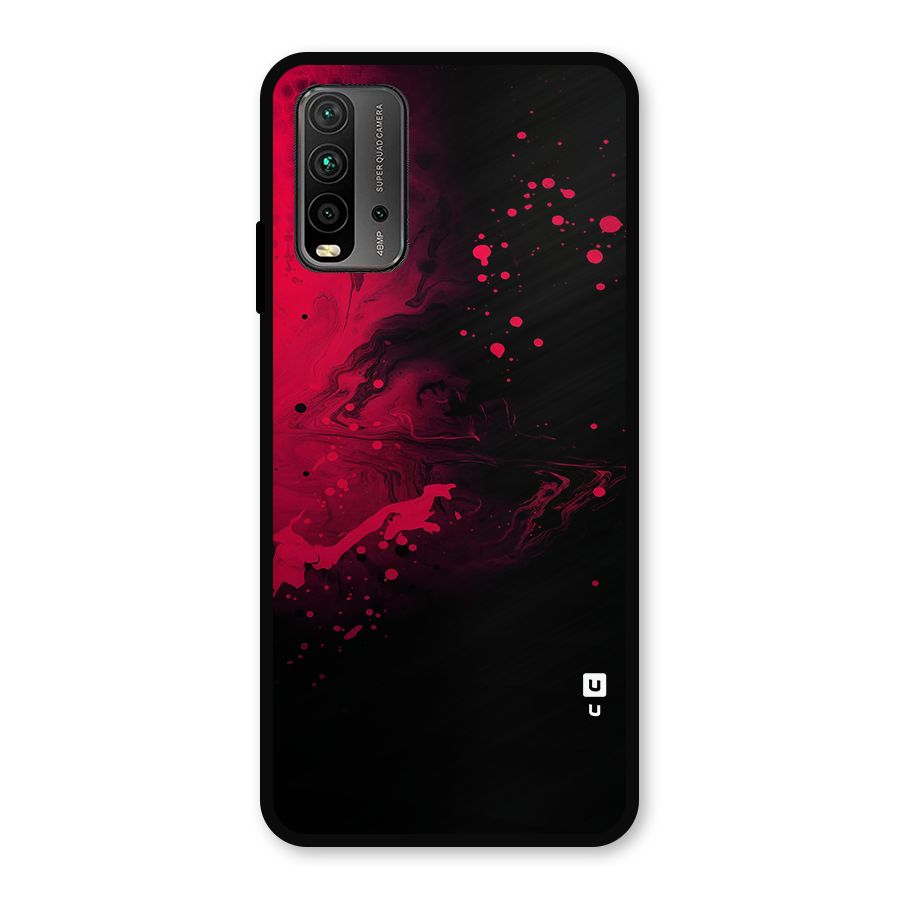 Red Black Splash Art Metal Back Case for Redmi 9 Power
