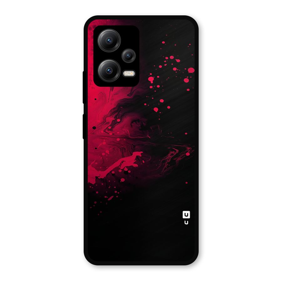 Red Black Splash Art Metal Back Case for Redmi Note 12 5G