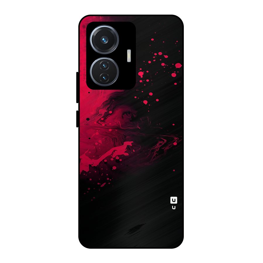 Red Black Splash Art Metal Back Case for Vivo T1 44W