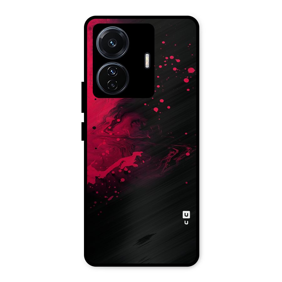Red Black Splash Art Metal Back Case for Vivo T1 Pro