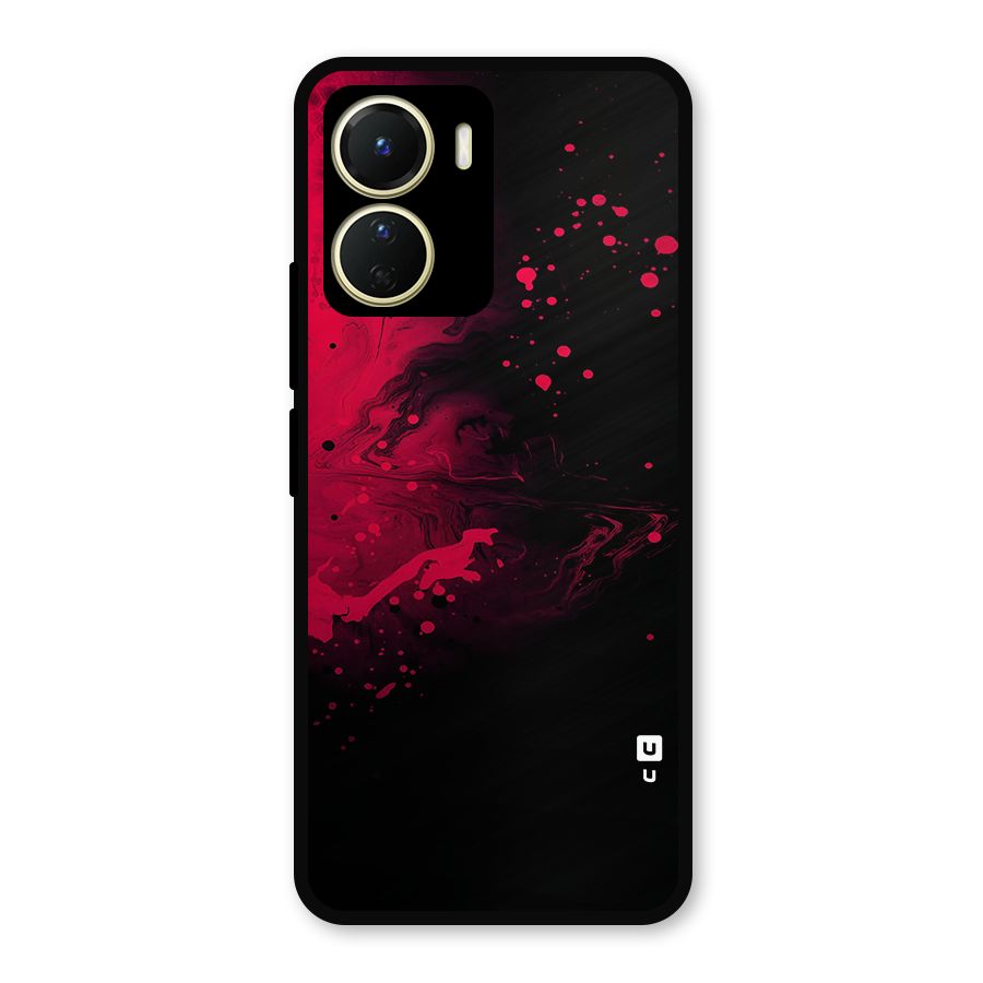 Red Black Splash Art Metal Back Case for Vivo T2x