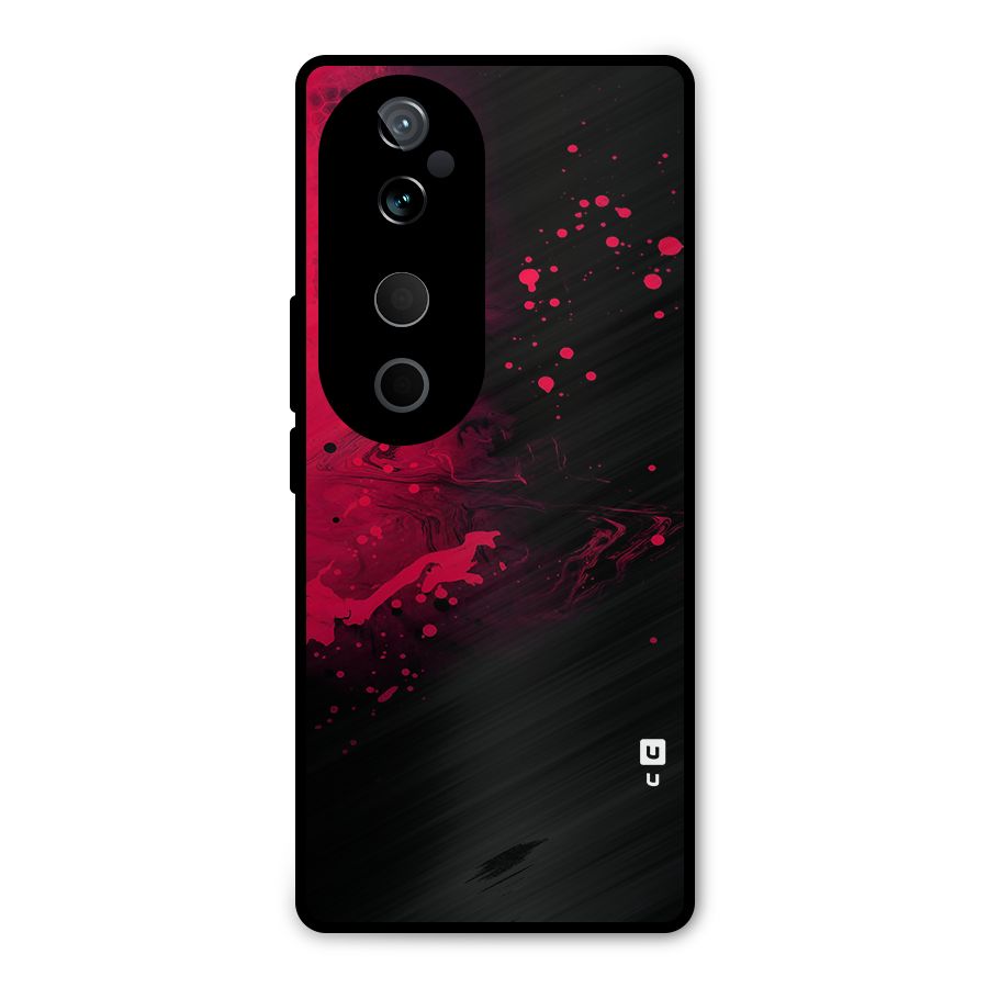 Red Black Splash Art Metal Back Case for Vivo T3 Ultra
