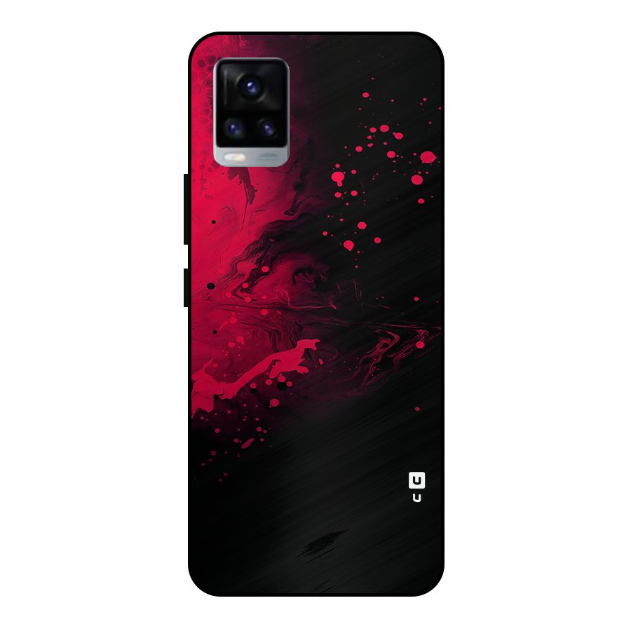 Red Black Splash Art Metal Back Case for Vivo V20 2021