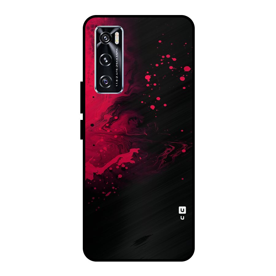 Red Black Splash Art Metal Back Case for Vivo V20 SE