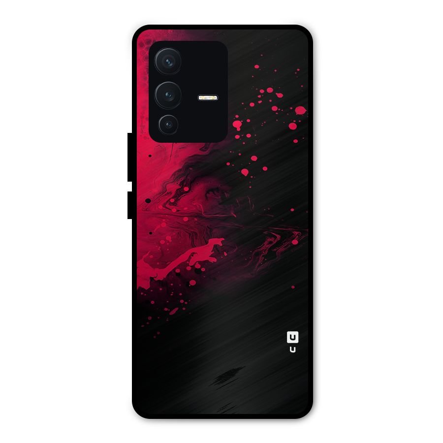 Red Black Splash Art Metal Back Case for Vivo V23 Pro