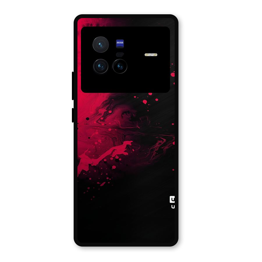 Red Black Splash Art Metal Back Case for Vivo X80