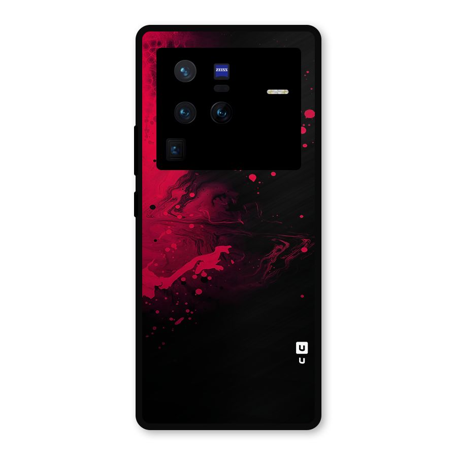 Red Black Splash Art Metal Back Case for Vivo X80 Pro