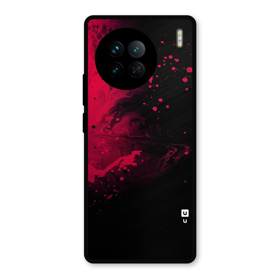 Red Black Splash Art Metal Back Case for Vivo X90