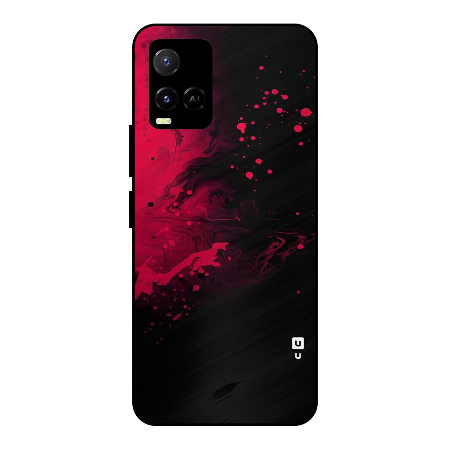 Red Black Splash Art Metal Back Case for Vivo Y21A