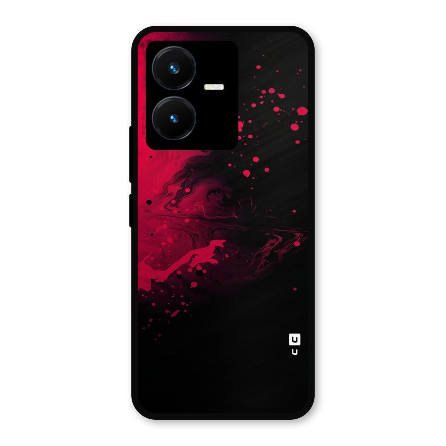 Red Black Splash Art Metal Back Case for Vivo Y22s