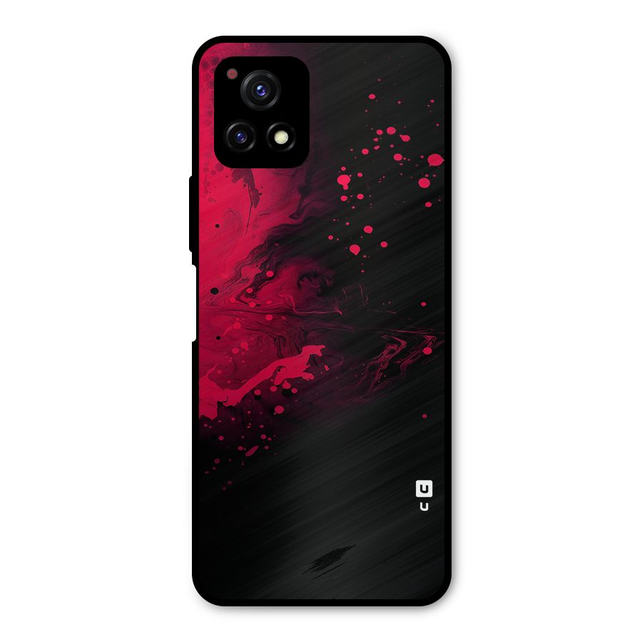 Red Black Splash Art Metal Back Case for Vivo Y72 5G