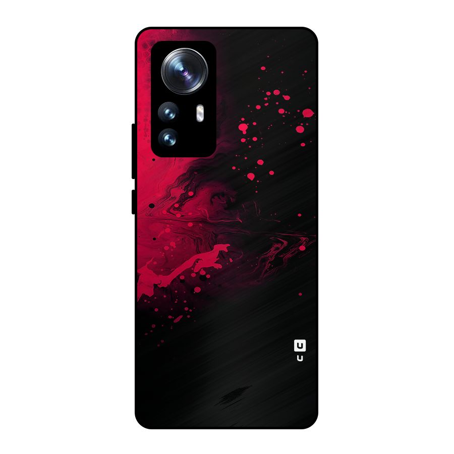 Red Black Splash Art Metal Back Case for Xiaomi 12 Pro