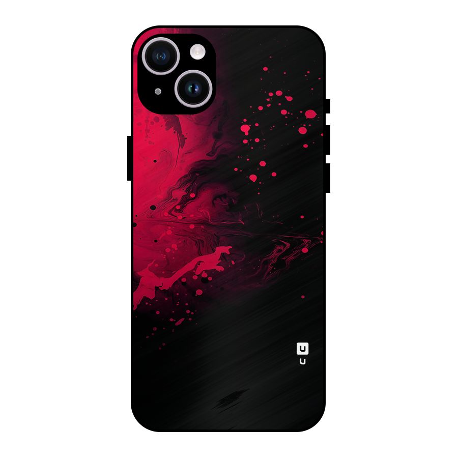 Red Black Splash Art Metal Back Case for iPhone 14 Plus