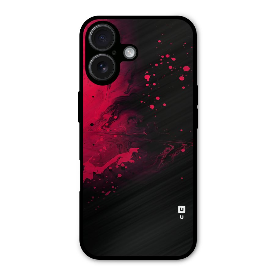 Red Black Splash Art Metal Back Case for iPhone 16