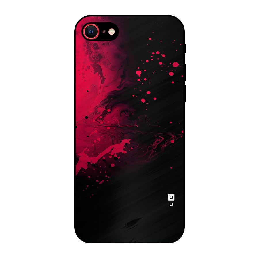 Red Black Splash Art Metal Back Case for iPhone SE 2020
