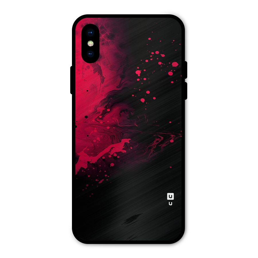 Red Black Splash Art Metal Back Case for iPhone X