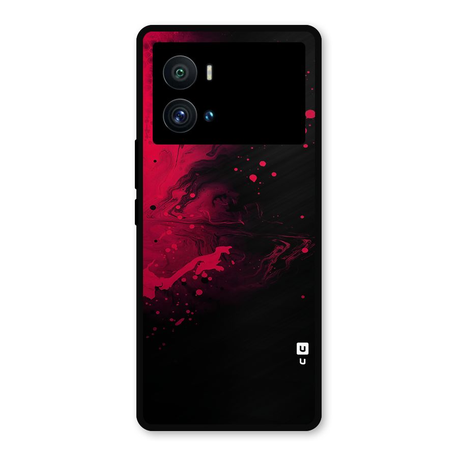Red Black Splash Art Metal Back Case for iQOO 9 Pro