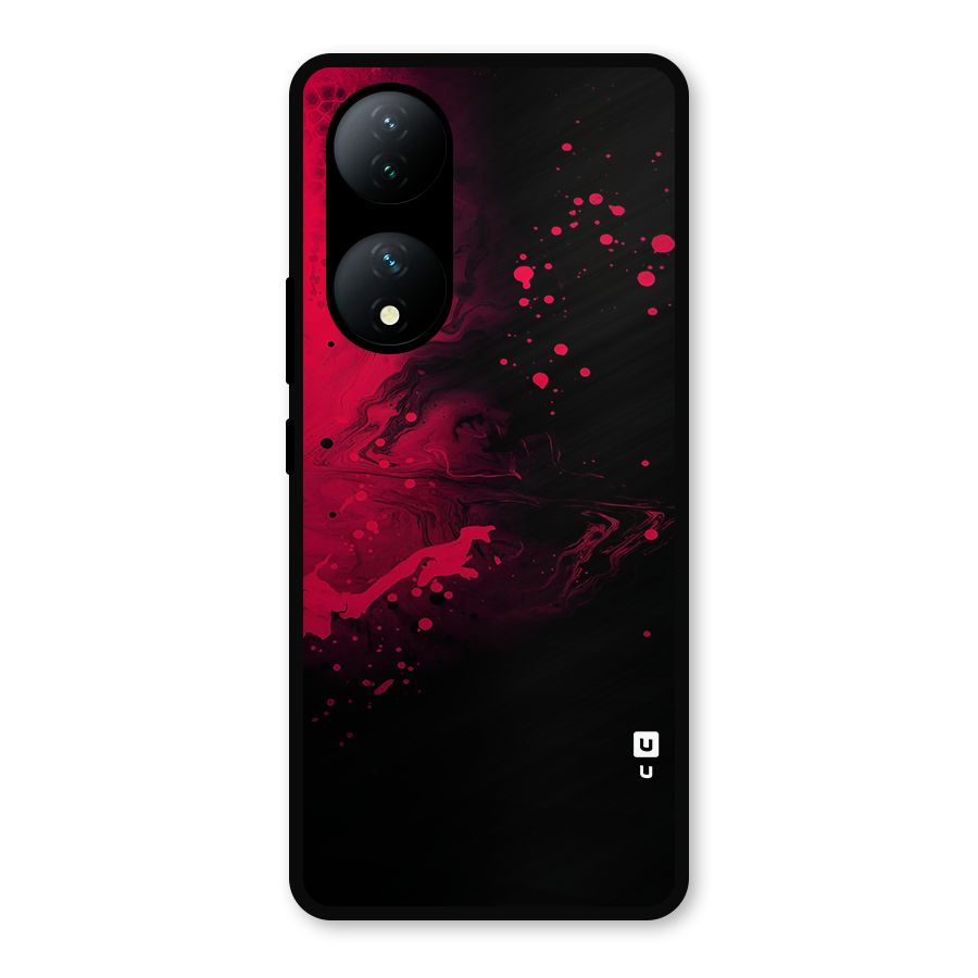 Red Black Splash Art Metal Back Case for iQOO Z7