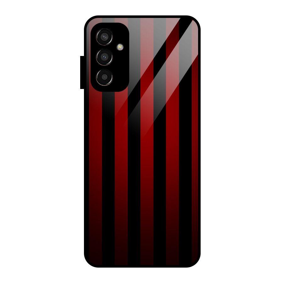 Red Black Stripes Glass Back Case for Galaxy F13