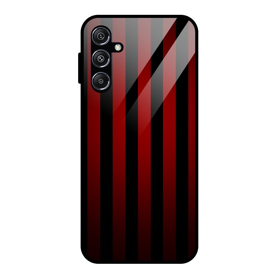 Red Black Stripes Glass Back Case for Galaxy M34 5G