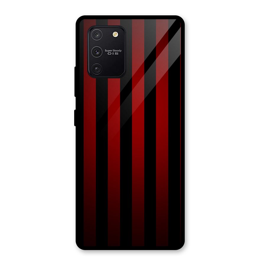 Red Black Stripes Glass Back Case for Galaxy S10 Lite
