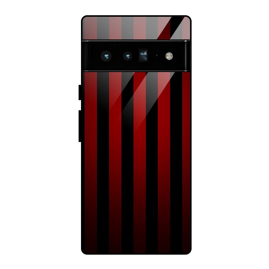 Red Black Stripes Glass Back Case for Google Pixel 6 Pro