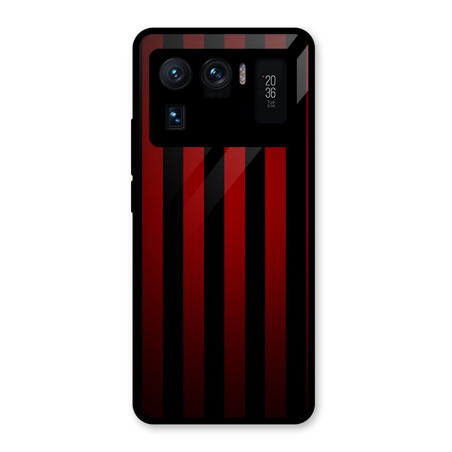 Red Black Stripes Glass Back Case for Mi 11 Ultra