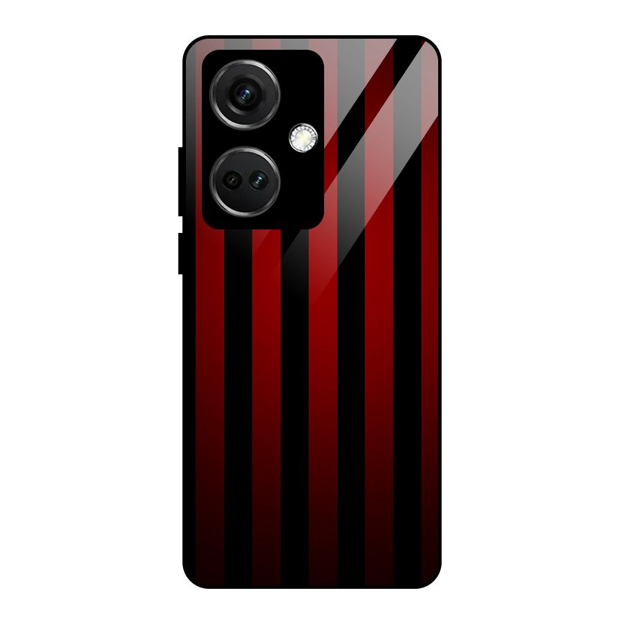 Red Black Stripes Glass Back Case for OnePlus Nord CE 3 5G