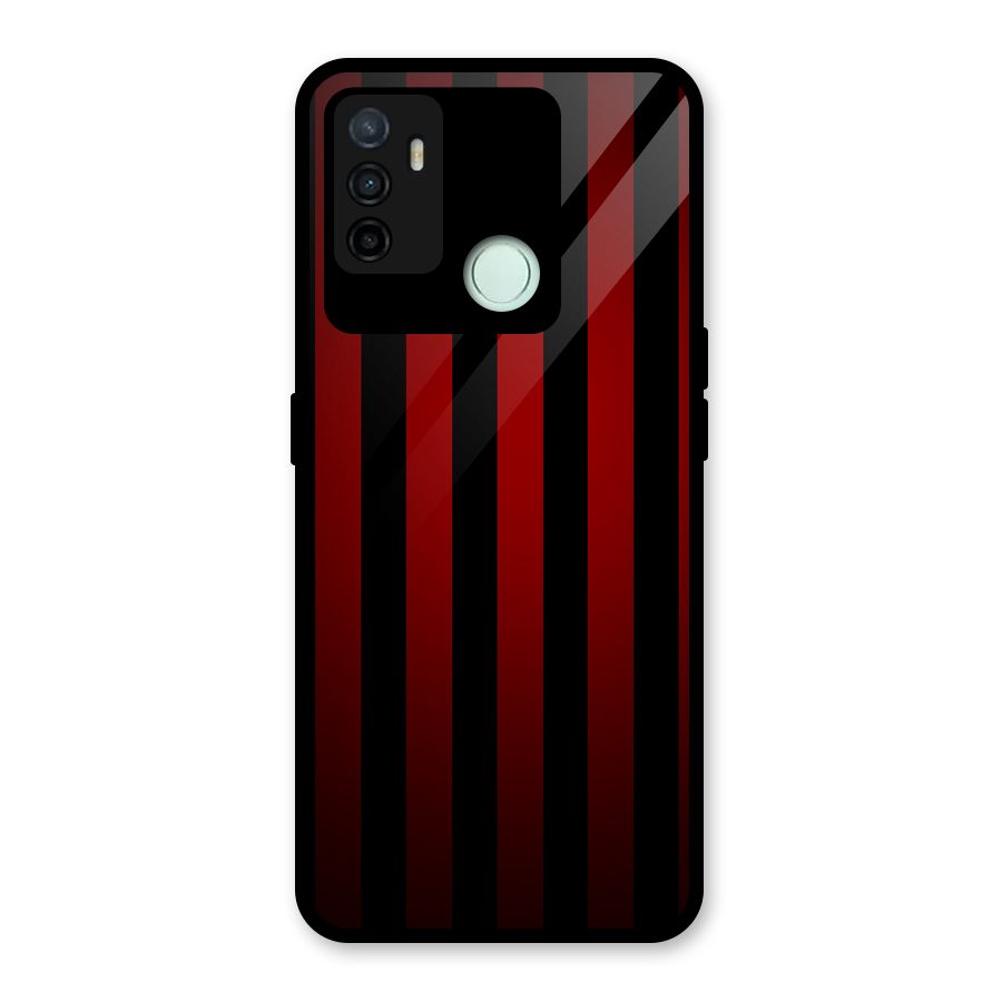 Red Black Stripes Glass Back Case for Oppo A53