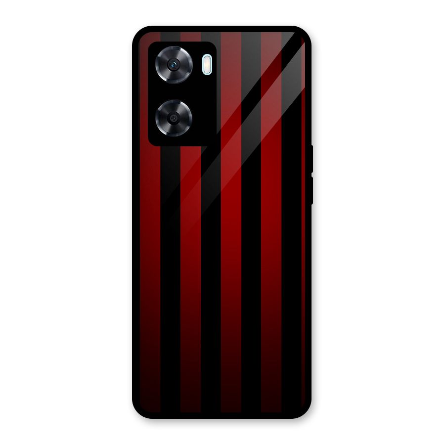 Red Black Stripes Glass Back Case for Oppo A77s