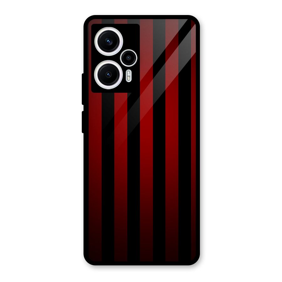 Red Black Stripes Glass Back Case for Poco F5