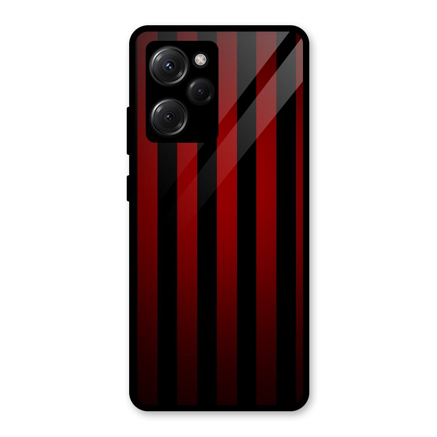 Red Black Stripes Glass Back Case for Poco X5 Pro