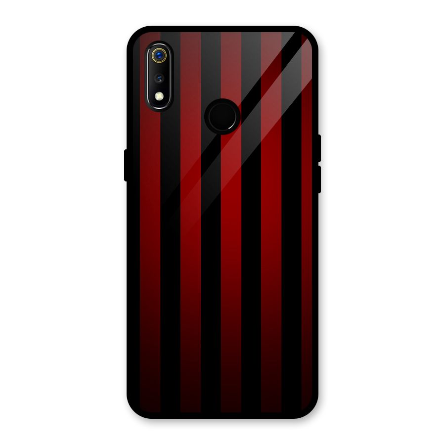 Red Black Stripes Glass Back Case for Realme 3i