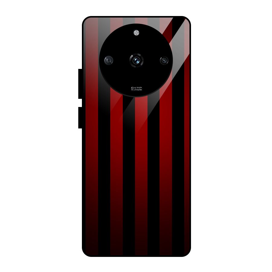 Red Black Stripes Glass Back Case for Realme Narzo 60 5G