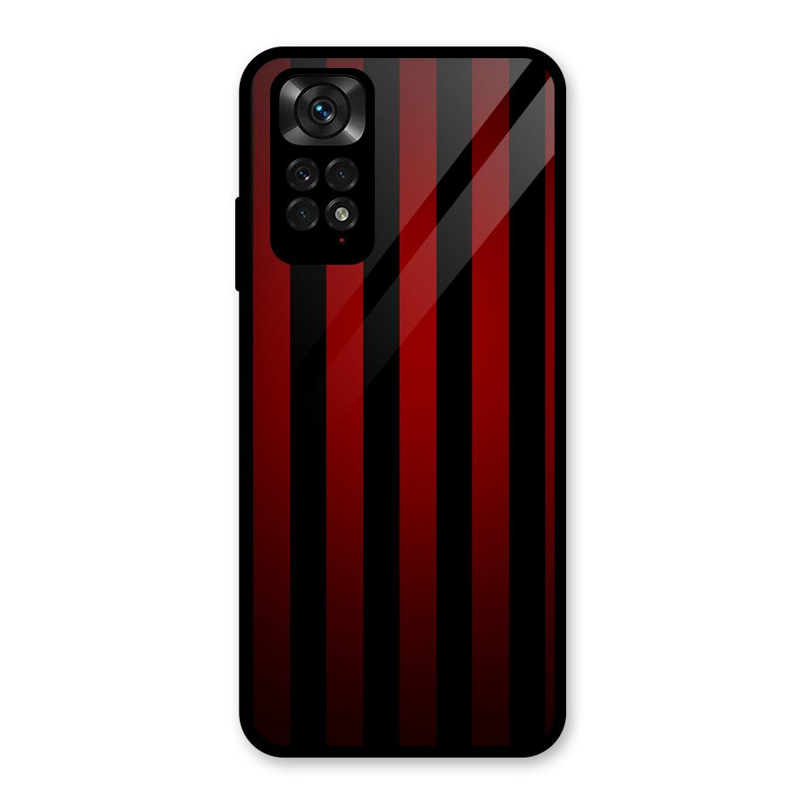 Red Black Stripes Glass Back Case for Redmi Note 11S
