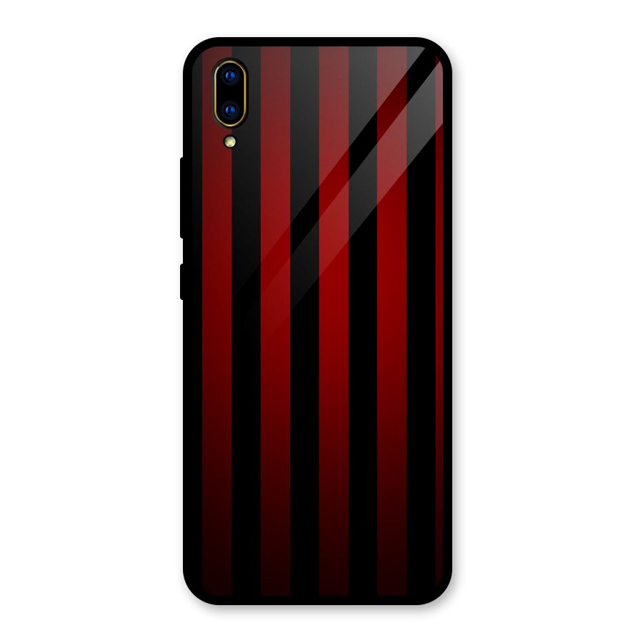 Red Black Stripes Glass Back Case for Vivo V11 Pro