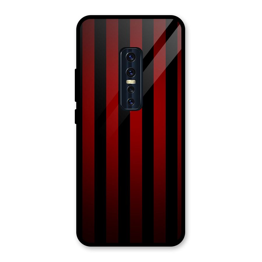 Red Black Stripes Glass Back Case for Vivo V17 Pro