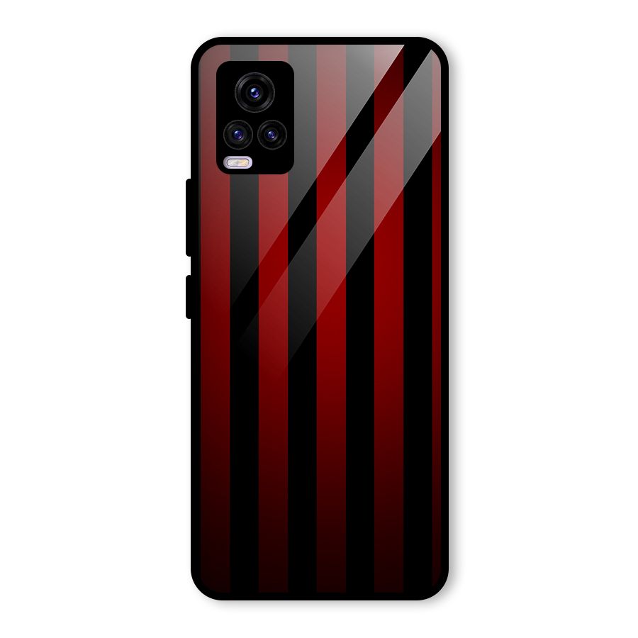 Red Black Stripes Glass Back Case for Vivo V20 2021