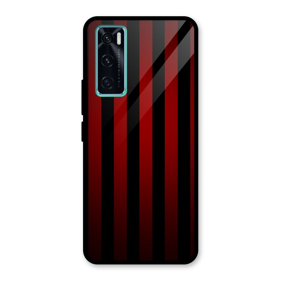 Red Black Stripes Glass Back Case for Vivo V20 SE