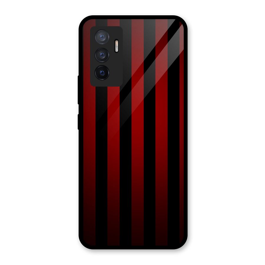 Red Black Stripes Glass Back Case for Vivo V23e
