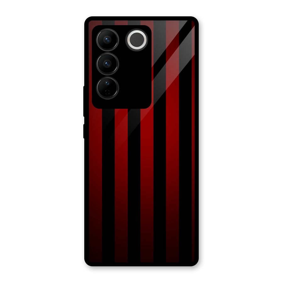 Red Black Stripes Glass Back Case for Vivo V27 Pro